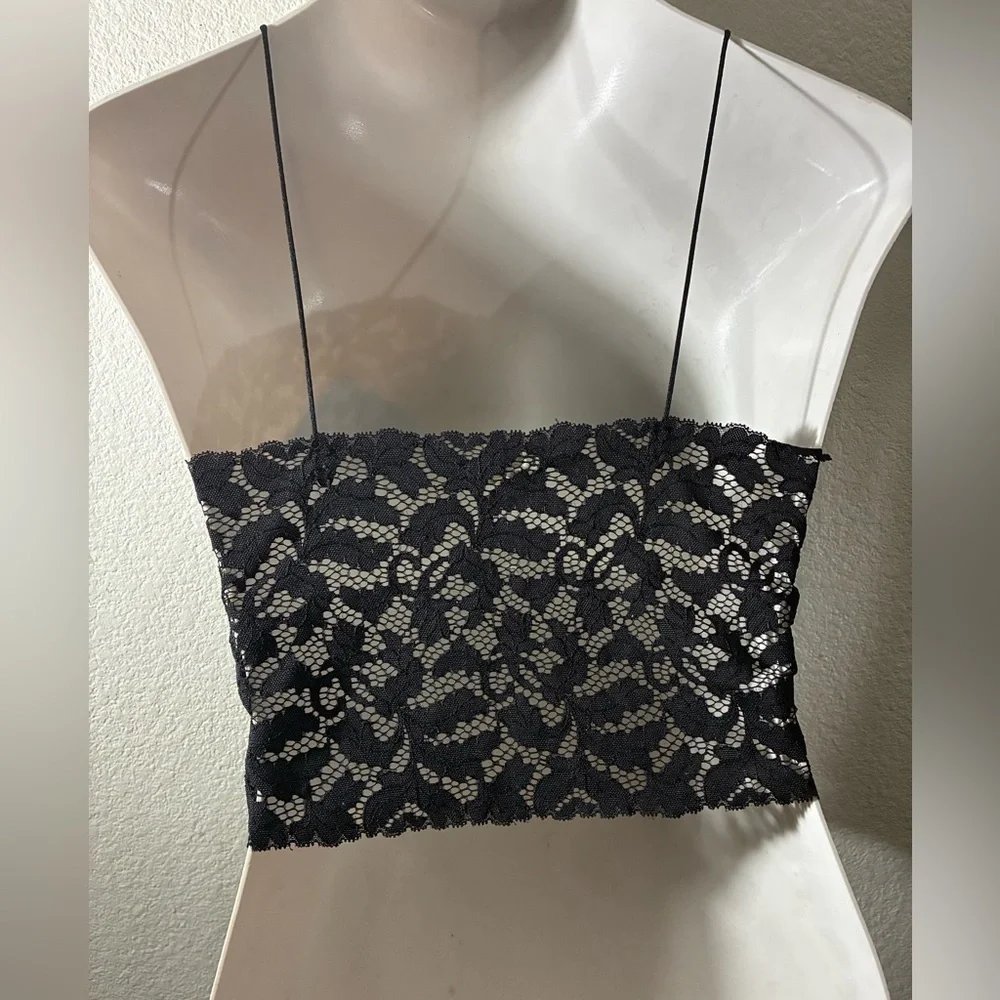 Intimately Free People Cropped Elegant Black Lace Bralette S